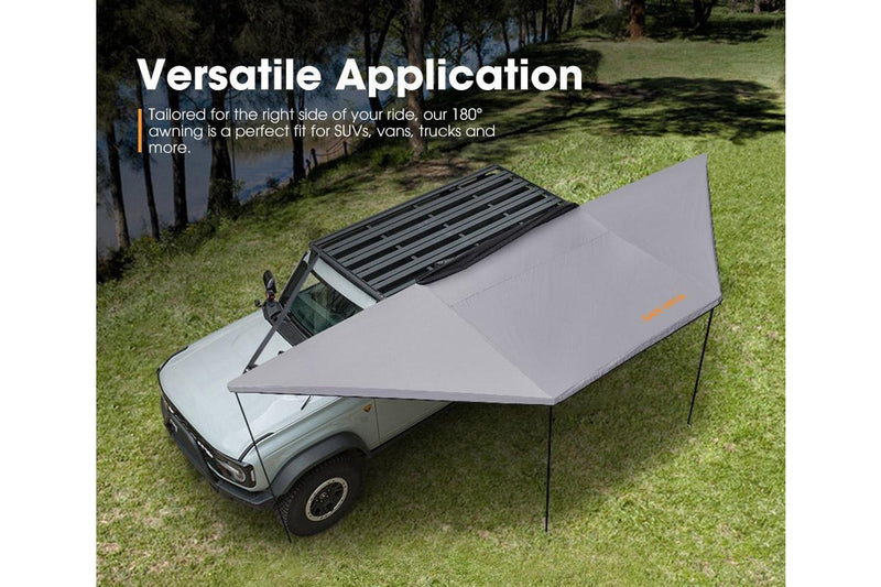 San Hima 180 Degree Awning With Side Wall Free-Standing Car Camping Sunshade