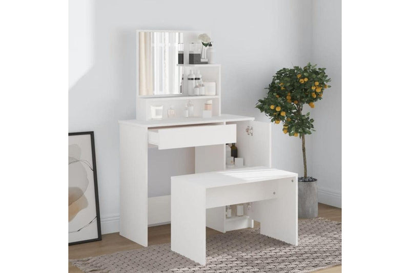 Dressing Table With Mirror White 86.5X35x136 Cm Kids Dressing Tables