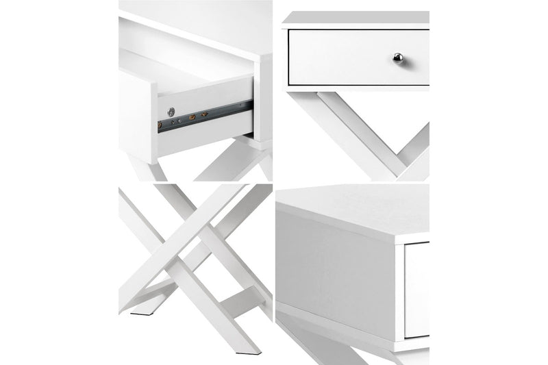 Oikiture 2PCS Bedside Table Drawer Side Table White Storage Cabinet