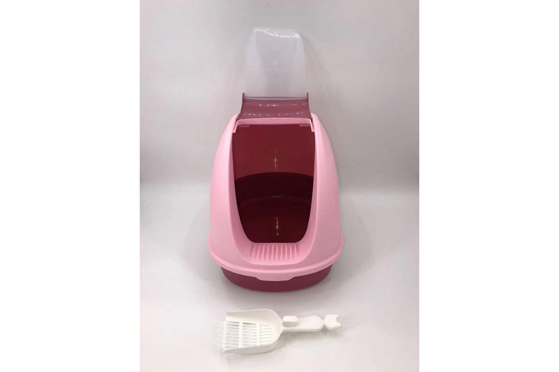 YES4PETS Portable Hooded Cat Toilet Litter Box Tray House with Handle and Scoop Pink