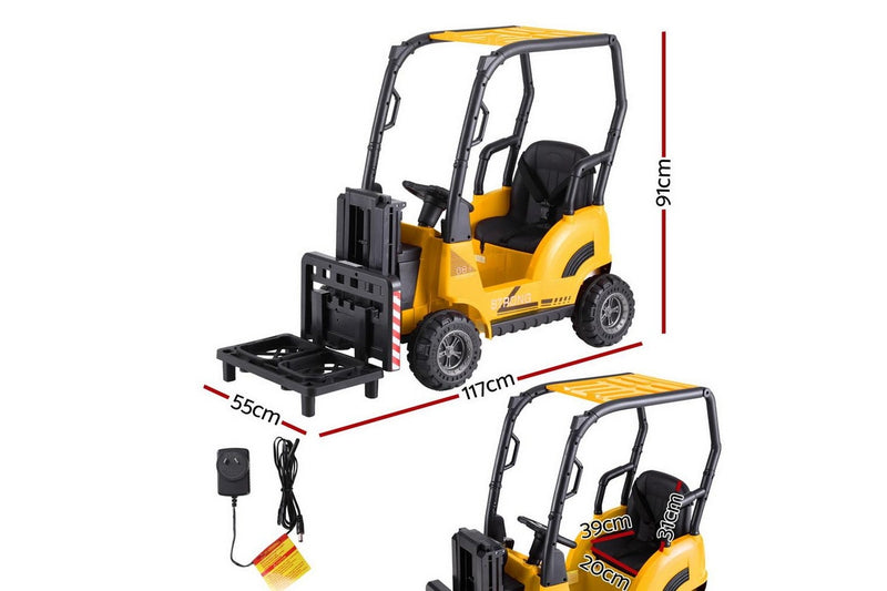 Rigo Kids Electric Ride On Car Forklift Loader Toys Cars Horn Remote 12V Yellow