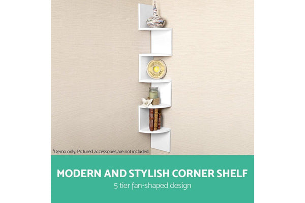 Artiss Wall Shelf Corner Floating 5-Tier White