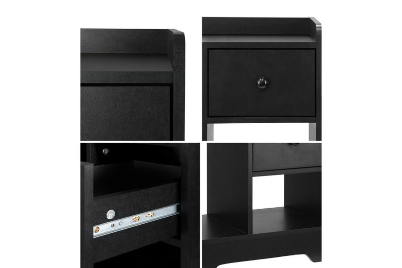 Oikiture Bedside Tables End Table (Black)