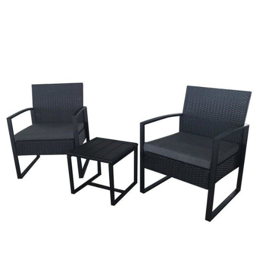 3pc Lounge Set Outdoor Furniture Rattan Wicker Chair Coffee Table Garden Patio Balcony
