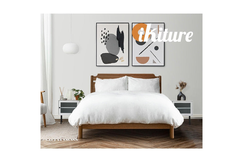 Oikiture 2x Bedside Tables Wood(White)