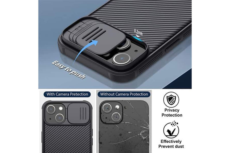 Nillkin For Apple iPhone 15 Case, CamShield Series Slim Stylish Protective Case with Slide Camera Cover (Black)