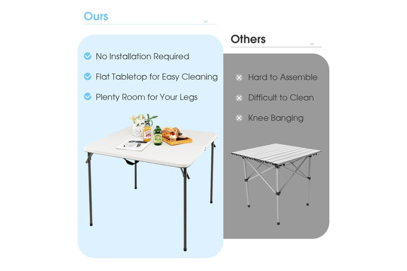 Costway Folding Camping Table Outdoor Portable Desk w/Carry Handle Picnic Hiking Fishing BBQ White