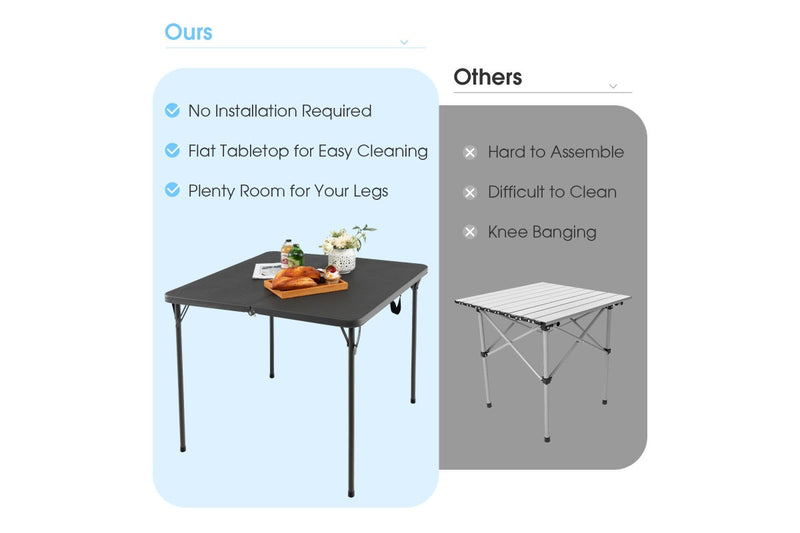 Costway Folding Camping Table Outdoor Portable Desk w/Carry Handle Picnic Hiking Fishing BBQ Grey