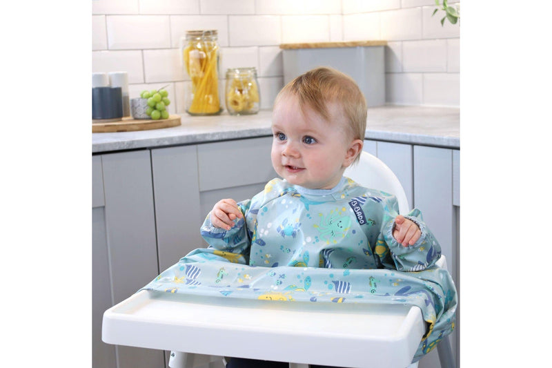 Bibado: Highchair Coverall Bib with Long Sleeves - Ocean of Fun
