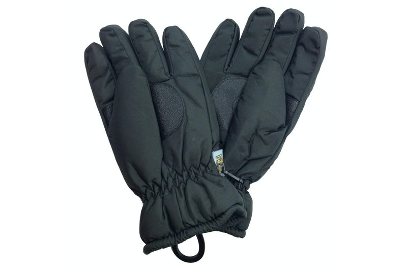Mens Thermal Ski Gloves Waterproof Warm Winter Snow Insulation Plain - Black - S/M