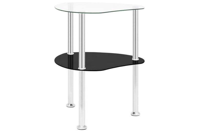2-Tier Side Table Transparent & Black 38x38x50cm Tempered Glass vidaXL