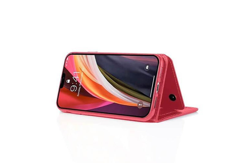 For Apple iPhone 12 Pro Max Case SupRShield Pro Luxury Wallet Leather Flip Magnetic Stand Case Cover (Hot Pink)