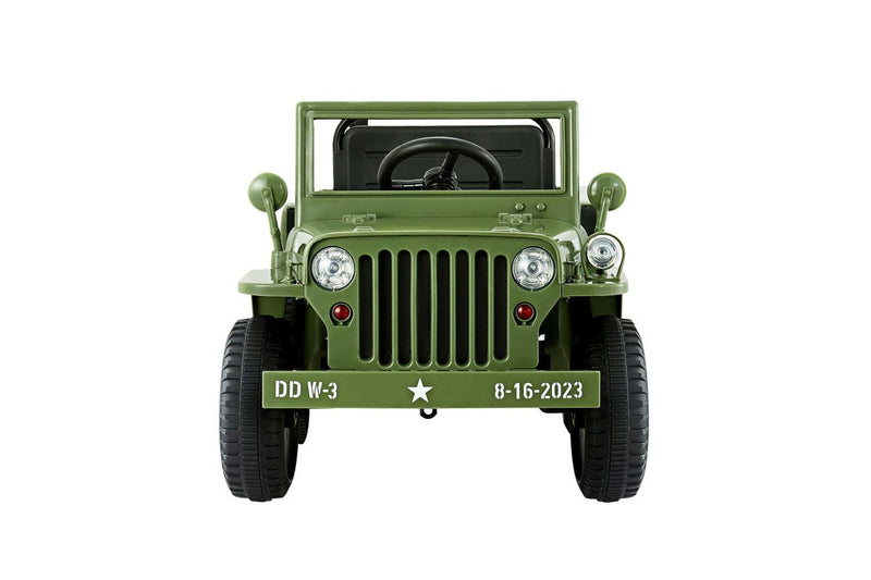 Rigo Kids Electric Ride On Car Jeep Military Off Road Toy Cars Remote 12V Olive