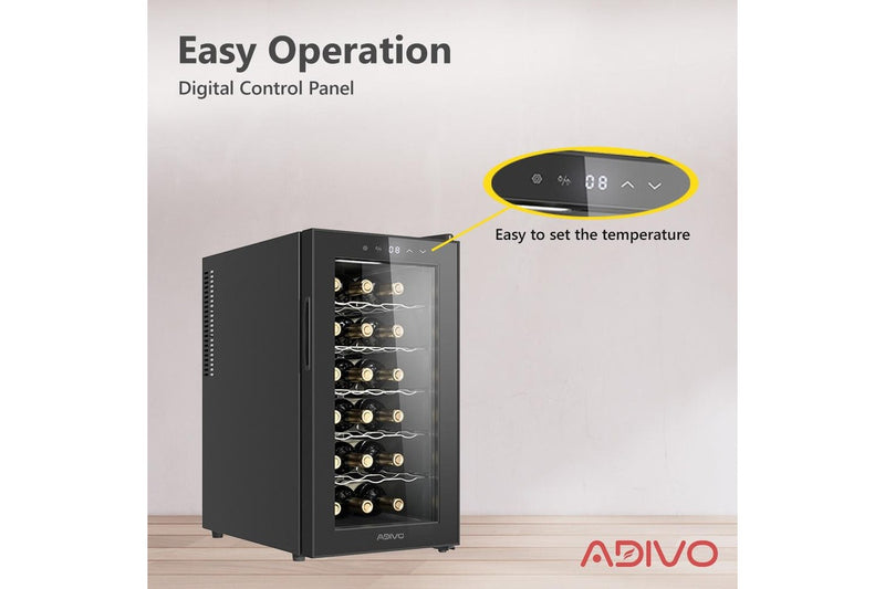 ADIVO Wine Cooler Fridge Compressor Cellar Chiller Temperature Control 18 Bottles