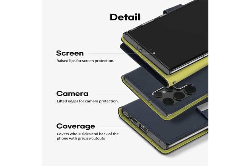 Goospery Samsung Galaxy S22 Ultra 5G Rich Diary Wallet Flip Case Leather Card Slots Magnetic Cover (Navy Blue)