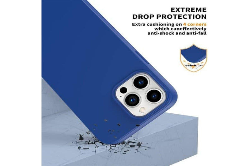 For Apple iPhone 15 Pro Max Silicone Silky Soft Case with Microfiber TPU Ultra Slim Anti Scratch Shockproof Cover (Blue)