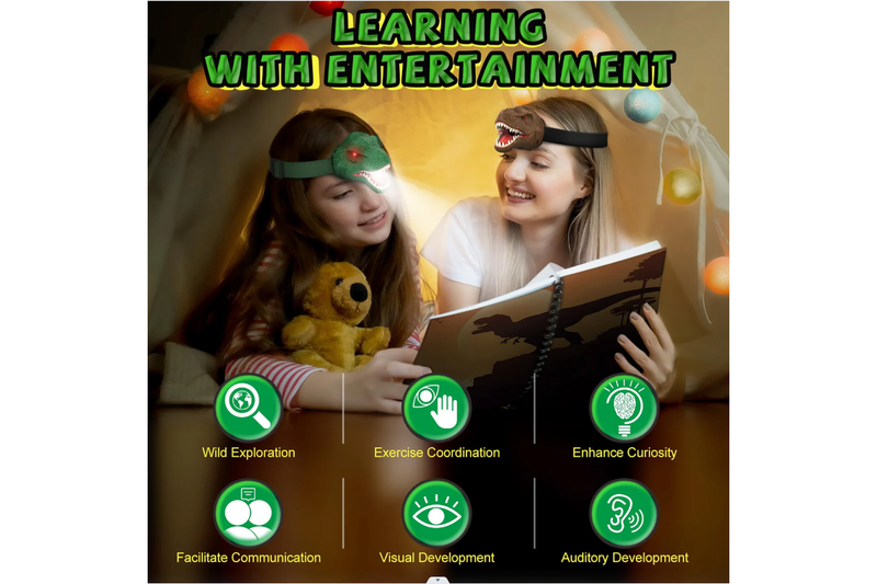 Costcom Dinosaur Headlamp for Kids with Adjustable Headband Camping Essentials