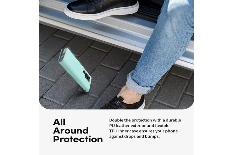 Goospery Samsung Galaxy S22 Ultra 5G Rich Diary Wallet Flip Case Leather Card Slots Magnetic Cover (Aqua)