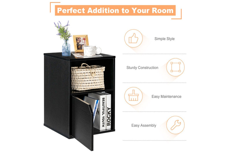 Giantex Set of 2 Nightstand Modern Bed Side Table,Black