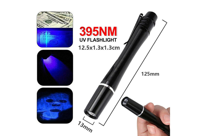 Mini Uv 395Nm Inspection Pen Torch Ultra Violet Flashlight Pocket Lamp Fluoresce Head Torches