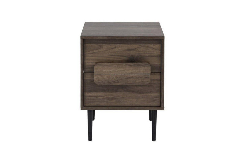 Artiss Bedside Table Nightstand 2 Drawers - Walnut