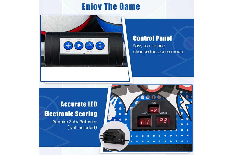 Costway Foldable Basketball Arcade Game Double Shooting Machine 4 Players w/8 Playing Modes&4 Balls
