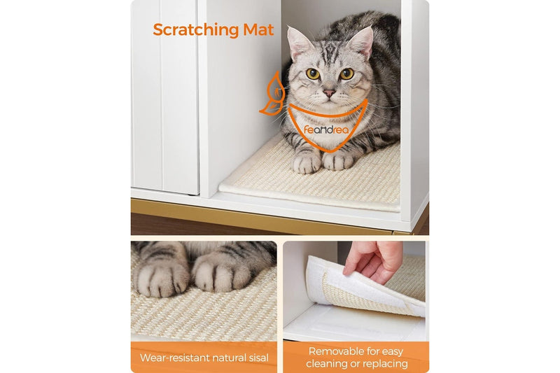 Modern Cat Furniture: Litter Box Enclosure (Simply White and Metallic Gold)