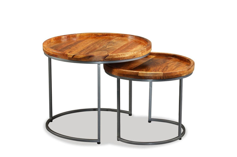 Side Table Set 2 Pieces Solid Mango Wood vidaXL