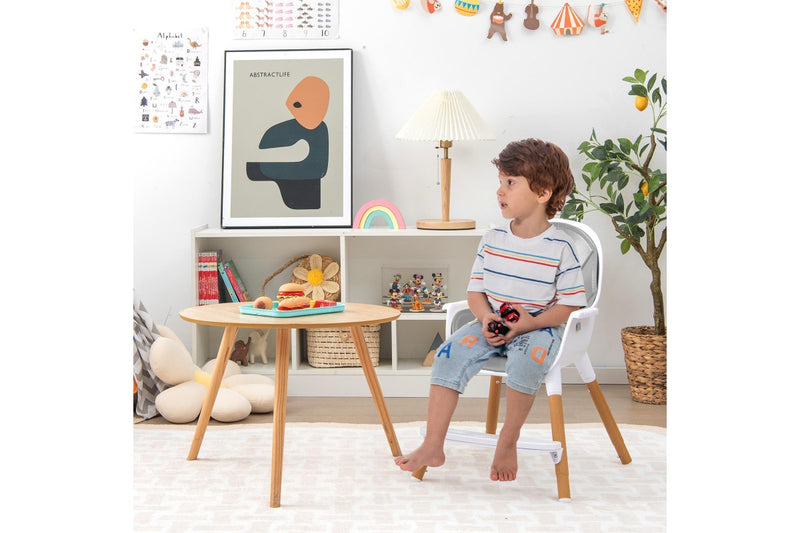 Costway kid Dining Chair Convertible Eating Highchiar Toddler Stool w/Removable Tray Grey