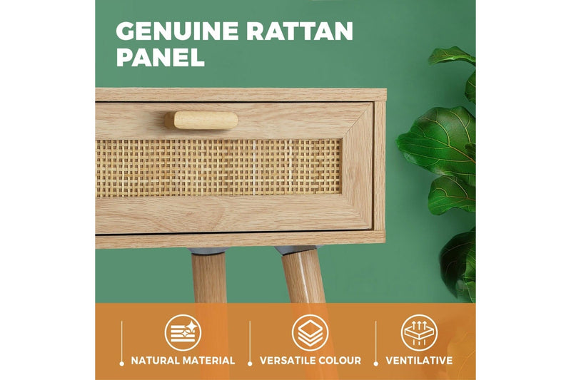 Oikiture Bedside Tables Set of 2 Rattan