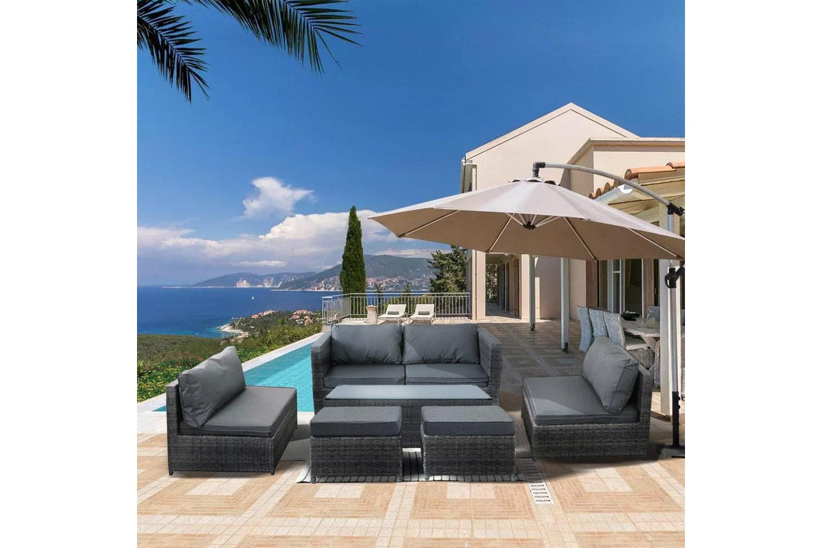 6pc Lounge Set Outdoor Furniture Rattan Wicker Chair Sofa Table Garden Patio