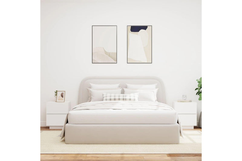 Bedside Cabinets With Led Lights 2 Pcs White Engineered Wood Bedside Tables