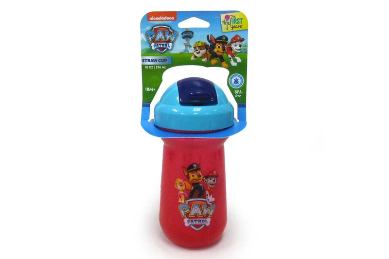 2pc The First Years Flip Top Straw Cup Baby Toddler 18m+ Water Bottle Paw Patrol