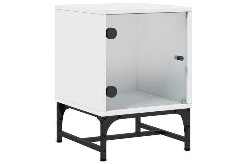 Bedside Cabinets with Glass Doors 2 pcs White 35x37x50 cm vidaXL