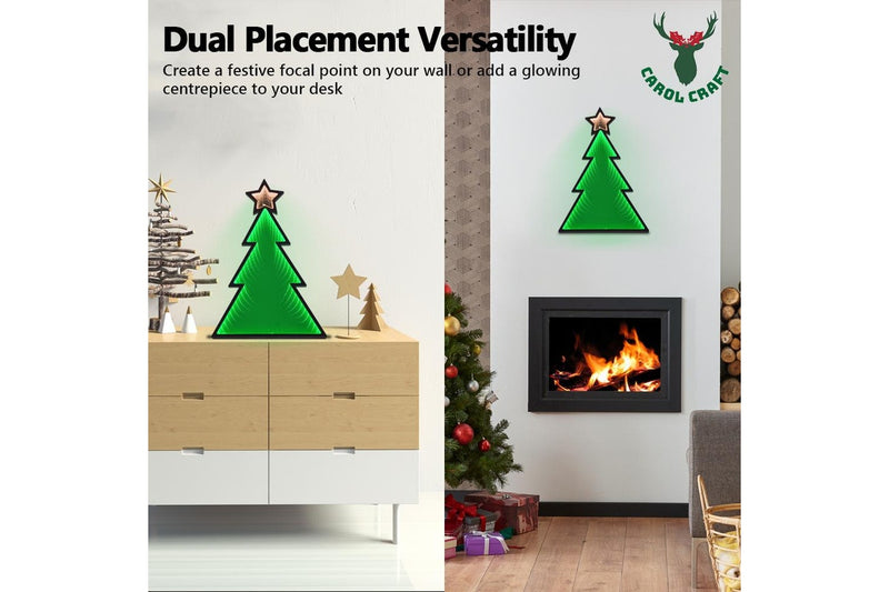 CarolCraft 50cm LED Infinity 3D Mirror Christmas Tree Xmas Light Decoration Home Party