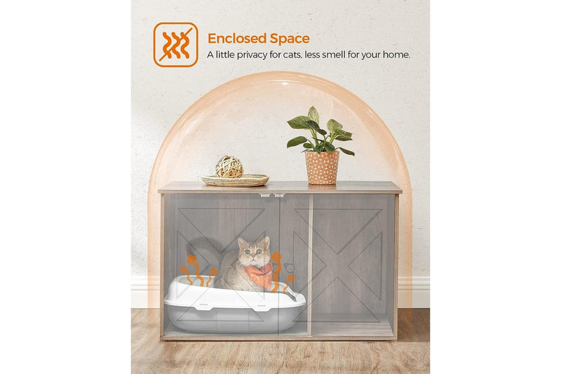 Cat Litter Box Enclosure with Removable Divider - Indoor Cat House and End Table