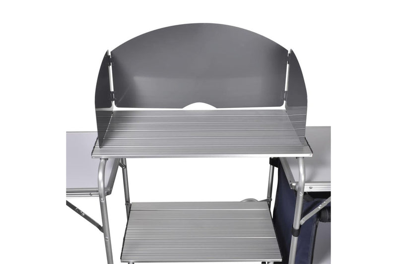 Foldable Camping Kitchen Unit with Windshield Aluminium vidaXL