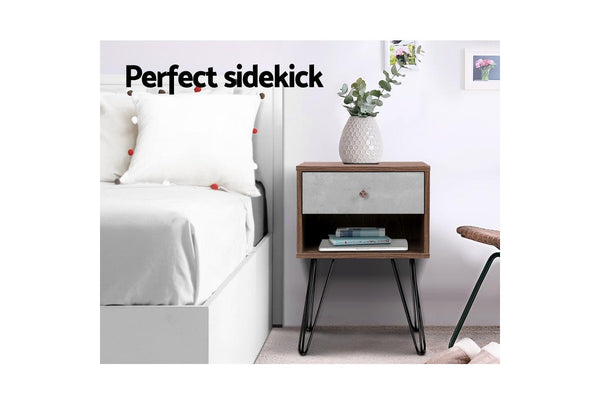 Artiss Bedside Table 1 Drawers with Shelf - LARS
