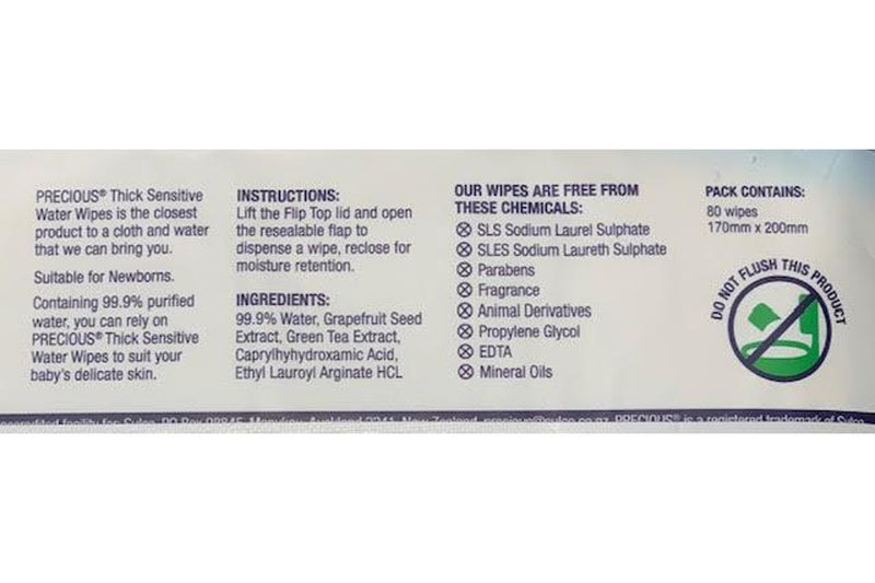 Precious - Water Wipes (80 Wipes, Carton 12)