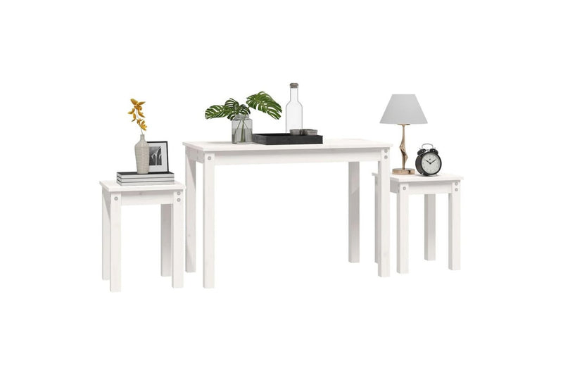Nesting Tables 3 pcs White Solid Wood Pine vidaXL