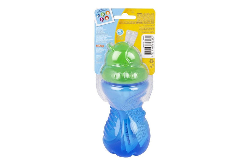 3x Nuby No Spill Soft Flex Flip It Straw Drinking Cup 300ml 12m+ Assorted