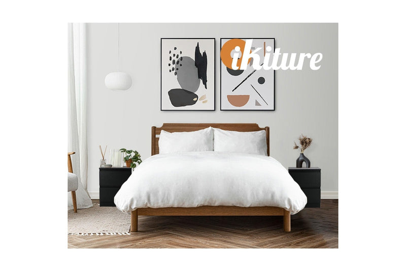 Oikiture Bedside Tables Set of 2 Nightstand Black