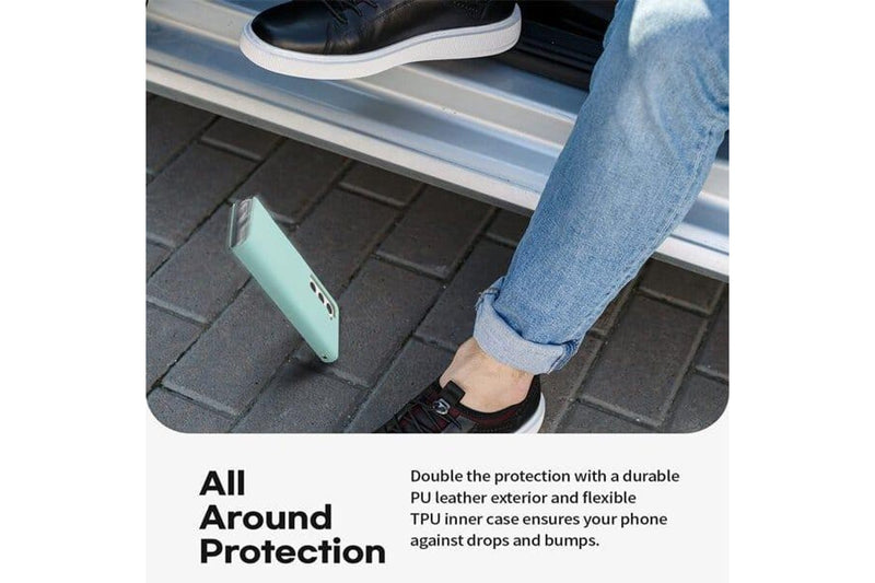 Goospery Samsung Galaxy S22 Rich Diary Wallet Flip Case Leather Card Slots Magnetic Cover (Aqua)