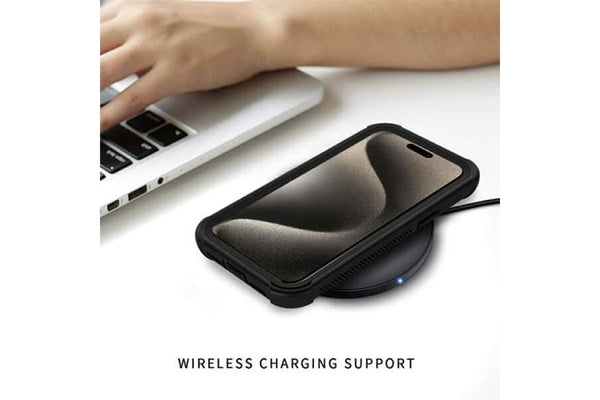 Apple iPhone 15 Pro Military Grade Full Body Shockproof Clear Heavy Duty Case Bumper Drop Protection Tough Cover (Black)