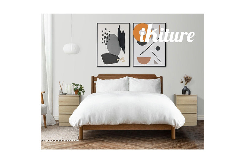 Oikiture Bedside Tables Set of 2 Nightstand Natural