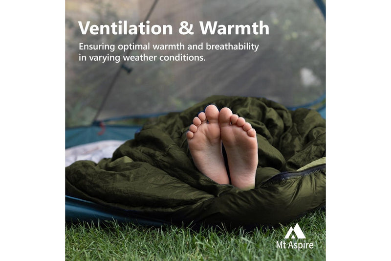 Mt Aspire Sleeping Bag Double Camping Hiking Winter Thermal -10C Army Green