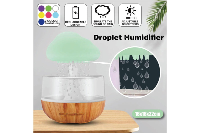 Ozstock USB Rechargeable Raincloud Humidifier with LED Lights and Rain Sound