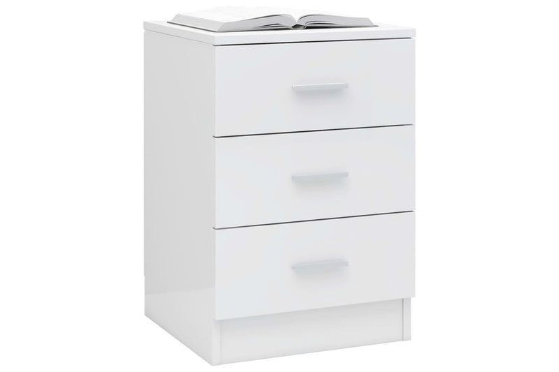 Bedside Cabinets 2 Pcs High Gloss White 38X35x56 Cm Engineered Wood Bedside Tables