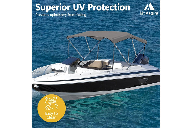 MT ASPIRE 3 Bow 1.7m-1.9m Grey Boat Bimini Top Canopy Aluminium Cover 600D Polyester
