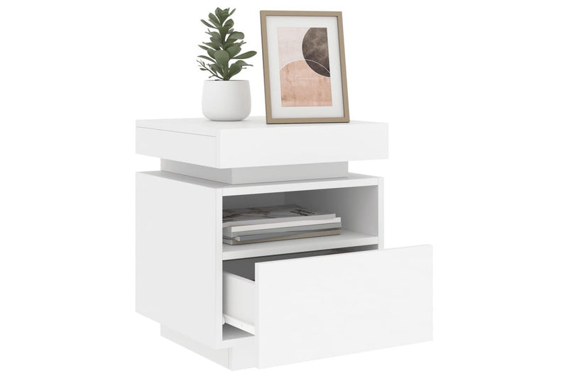 Bedside Cabinets With Led Lights 2 Pcs White 40X39x48.5 Cm Bedside Tables